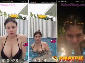 Ana Jalandoni Nakitaan Ng Utong Habang Naka Live Ito Sa Swimming Pool Sobrang Laki Ng Suso