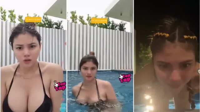 Ana Jalandoni Nakitaan Ng Utong Habang Naka Live Ito Sa Swimming Pool Sobrang Laki Ng Suso